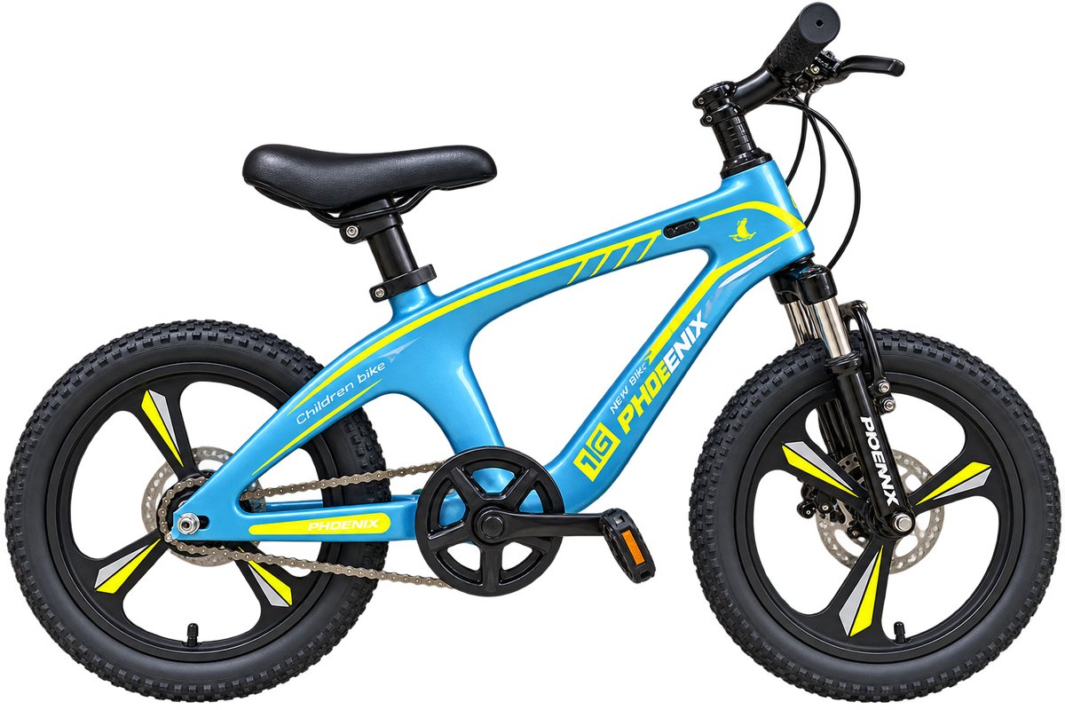 Phoenix 20" Light Blue Mountain Bike with Yellow Accents