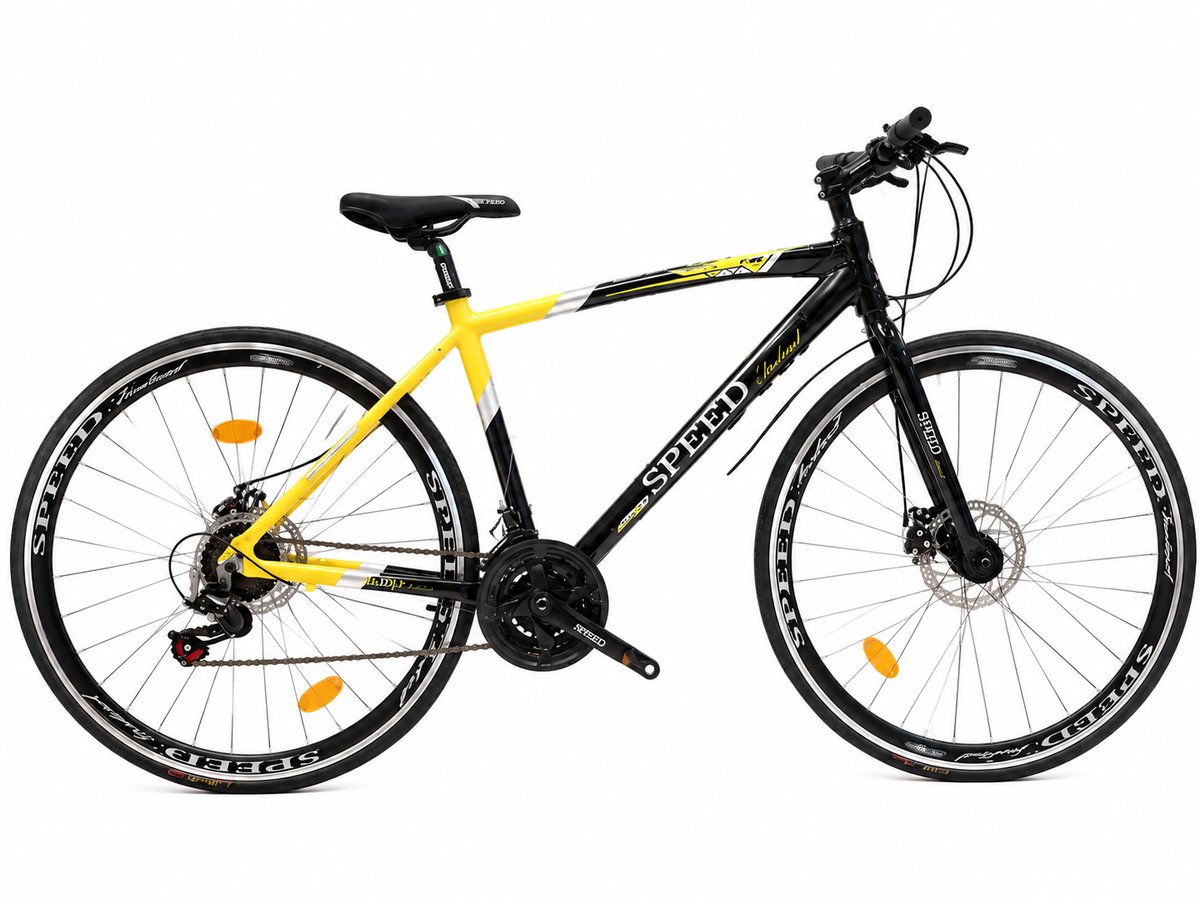 Speed 115 Hybrid Bicycle 700C Black & Yellow